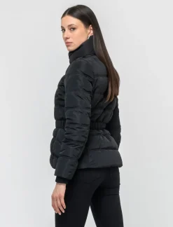 Piazza Italia Giubbotto imbottito con cerniera in metallo e cintura elastica in vita - Nero Sale