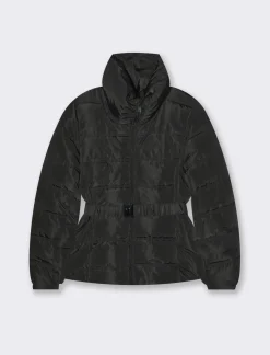 Piazza Italia Giubbotto imbottito con cerniera in metallo e cintura elastica in vita - Nero Sale