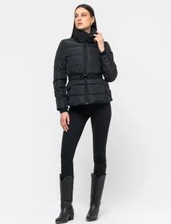 Piazza Italia Giubbotto imbottito con cerniera in metallo e cintura elastica in vita - Nero Sale