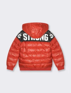 Piazza Italia Giubbotto imbottito da bambino, con cappuccio e stampa sul davanti - Rosso Cheap