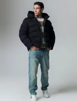 Piazza Italia Giubbotto imbottito in tessuto tecnico a collo alto con cappuccio - Nero Online