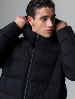 Piazza Italia Giubbotto imbottito in tessuto tecnico a collo alto con cappuccio - Nero Online