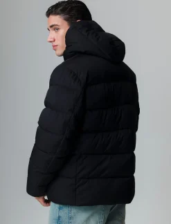 Piazza Italia Giubbotto imbottito in tessuto tecnico a collo alto con cappuccio - Nero Online