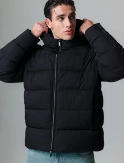 Piazza Italia Giubbotto imbottito in tessuto tecnico a collo alto con cappuccio - Nero Online