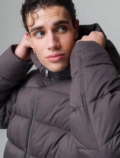 Piazza Italia Giubbotto imbottito in tessuto tecnico a collo alto con cappuccio - Moro Marrone Cheap