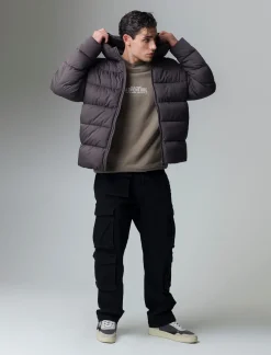 Piazza Italia Giubbotto imbottito in tessuto tecnico a collo alto con cappuccio - Moro Marrone Cheap