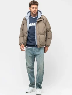 Piazza Italia Giubbotto imbottito in tessuto tecnico con cappuccio in felpa - kaki Verde Clearance