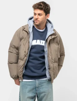 Piazza Italia Giubbotto imbottito in tessuto tecnico con cappuccio in felpa - kaki Verde Clearance