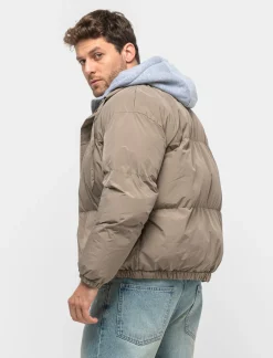 Piazza Italia Giubbotto imbottito in tessuto tecnico con cappuccio in felpa - kaki Verde Clearance