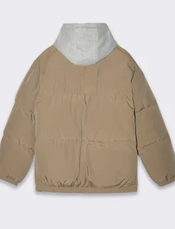 Piazza Italia Giubbotto imbottito in tessuto tecnico con cappuccio in felpa - kaki Verde Clearance