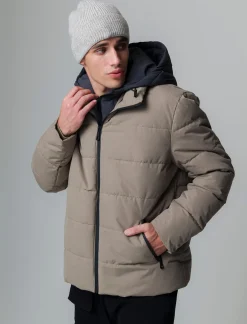 Piazza Italia Giubbotto imbottito realizzato in tessuto tecnico con cappuccio - kaki Verde Discount