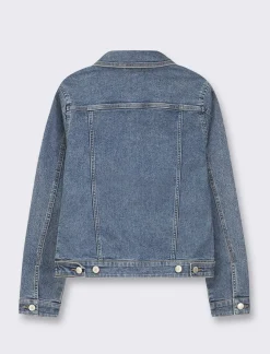 Piazza Italia Giubbotto in denim vestibilità slim in tessuto denim elasticizzato - Denim Blu Outlet