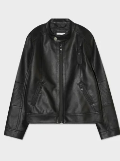 Piazza Italia Giubbotto in finta pelle con apertura frontale - Nero Store