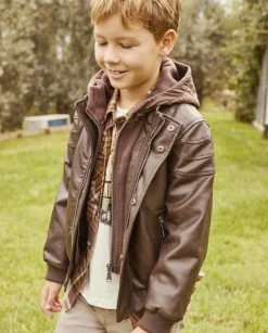 Piazza Italia Giubbotto in finta pelle con cappuccio e gilet removibile - Marrone Store