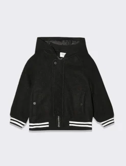 Piazza Italia Giubbotto in panno con cappuccio e costine rigate - Nero New