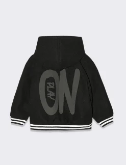 Piazza Italia Giubbotto in panno con cappuccio e costine rigate - Nero New