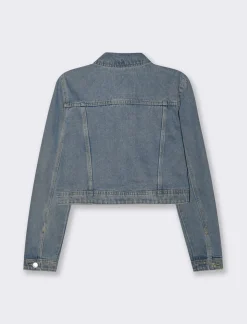 Piazza Italia Giubbotto in tessuto denim con orlo sfrangiato - Denim Blu Best Sale