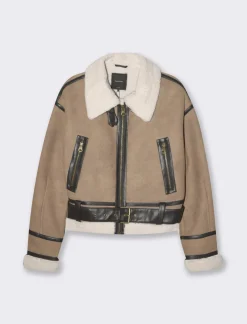 Piazza Italia Giubotto corto modello chiodo in finto suede cintura in vita - Grigio tortora Shop