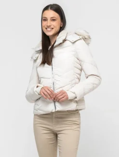 Piazza Italia Giubotto imbottito con cappuccio removibile con zip e cappuccio - Avorio Beige Best Sale