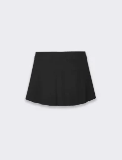 Piazza Italia Gonna corta a pieghe con pantaloncino cinturino finto cucito - Nero Cheap