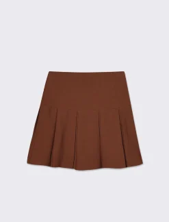 Piazza Italia Gonna corta a pieghe da donna, vestibilità stretch - Moro Marrone Flash Sale