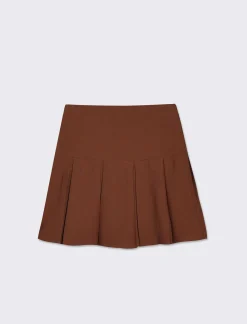 Piazza Italia Gonna corta a pieghe da donna, vestibilità stretch - Moro Marrone Flash Sale