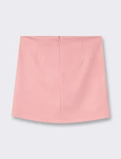 Piazza Italia Gonna corta in suede con chiusura zip - Rosa Outlet