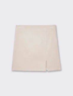 Piazza Italia Gonna corta in tessuto effetto velluto con spacco laterale - panna Bianco Fashion