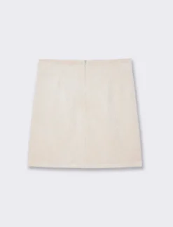 Piazza Italia Gonna corta in tessuto effetto velluto con spacco laterale - panna Bianco Fashion