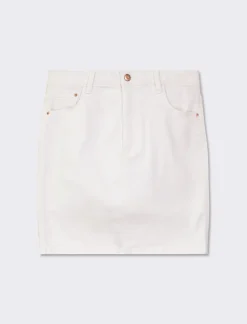 Piazza Italia Gonna denim cinque tasche midi - Bianco Discount