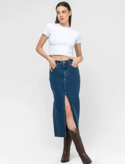 Piazza Italia Gonna denim lunga cinque tasche - Denim Blu Best