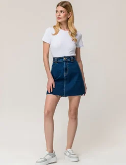 Piazza Italia Gonna denim midi svasata - Denim Blu Cheap