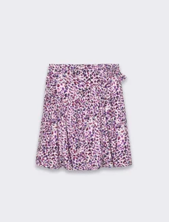 Piazza Italia Gonna elegante in viscosa stampata con taglio asimmetrico e dettaglio nodo sul davanti - Viola Discount