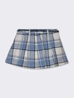 Piazza Italia Gonna in flanella a quadri con cintura fiocchetto - Azzurro Sale