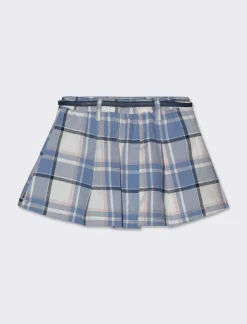 Piazza Italia Gonna in flanella a quadri con cintura fiocchetto - Azzurro Sale