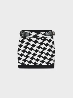 Piazza Italia Gonna in maglia con disegno jaquard e passnti in finta pelle con fibbie - Fantasia Multicolore Fashion