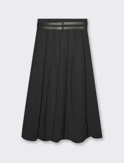 Piazza Italia Gonna lunga a pieghe con doppia cintura - Nero Clearance