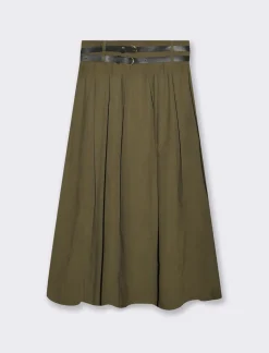 Piazza Italia Gonna lunga a pieghe con doppia cintura - Ve.milit. Verde Shop