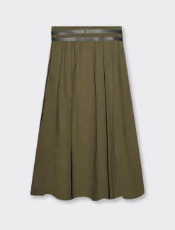 Piazza Italia Gonna lunga a pieghe con doppia cintura - Ve.milit. Verde Shop