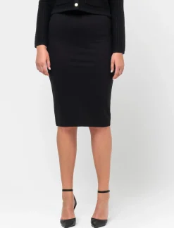 Piazza Italia Gonna lunga a tubino in punto milano con spacco posteriore - Nero Outlet