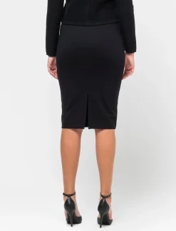 Piazza Italia Gonna lunga a tubino in punto milano con spacco posteriore - Nero Outlet