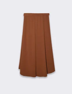 Piazza Italia Gonna lunga con elastico in vita sul retro e cintura - bruciato Marrone Online