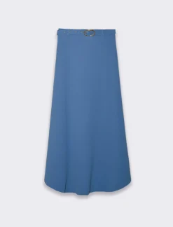 Piazza Italia Gonna lunga con elastico in vita sul retro e cintura - Denim Blu Best