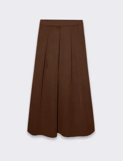 Piazza Italia Gonna lunga con elastico sul retro e tasche a taglio sui fianchi - tabacco Marrone Shop