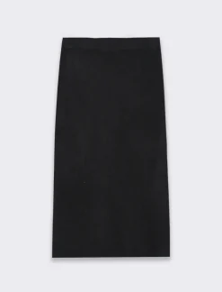 Piazza Italia Gonna lunghezza midi a tubino in maglia con elastico in vita - Nero Cheap