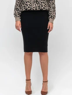 Piazza Italia Gonna lunghezza midi a tubino in maglia con elastico in vita - Nero Cheap