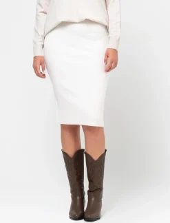 Piazza Italia Gonna lunghezza midi a tubino in maglia con elastico in vita - Avorio Beige Cheap