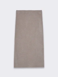 Piazza Italia Gonna lunghezza midi a tubino in maglia con elastico in vita - Tortora melange Grigio New