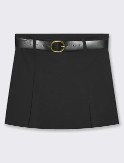 Piazza Italia Gonna pantaloncino con elastico in vita e cintura - Nero Shop