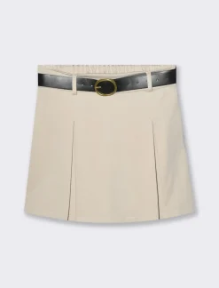 Piazza Italia Gonna pantaloncino con elastico in vita e cintura - burro Bianco Fashion